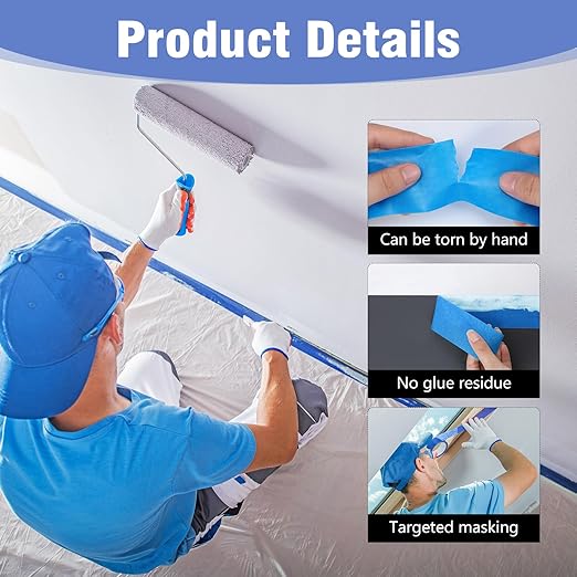 Painters Tape 2 Inches Wide Blue Painters Tape Blue Masking Tape for Home Decoration DIY Furniture Edge Treatment