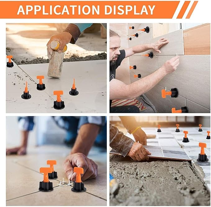 100 Pack TMKOOL Tile Leveling System 98pcs Reusable T Type Tile Leveler Clip + 2x Wrench Tile Installation Tool Kit for Stone Installation (100PCS Leveler Clip)