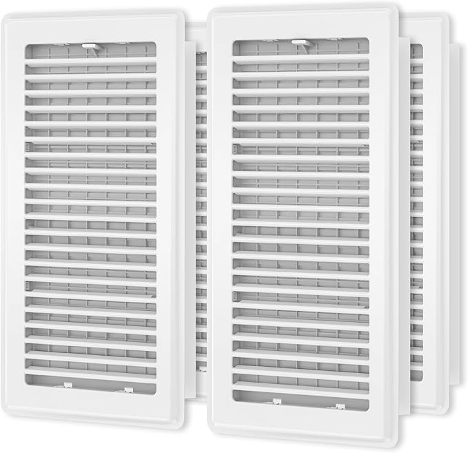 Floor Register 6x12-4 Pack Vent Covers for Home Floor Heavy Duty Steel Walkable Easy Adjust Air Supply Lever Cover for Sidewall, White