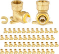 50-Pack Niikappu Push fit Drop Ear Elbow, 3/4 Inch x 3/4 Inch Female NPT Drop-ear Elbow Brass Push Fittings for PEX, Copper, CPVC, PE-RT Pipes, with Disconnect Clip