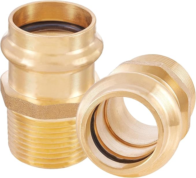 30-Pack HeSun Copper Press Fitting Adapter,1" Press X 1" Male NPT Adapter, LF Brass(PEX1807351-30)