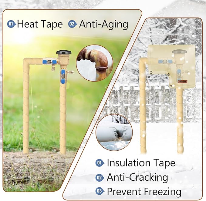 Pipe Insulation Tape, Outdoor Water Pipe Insulation Wrap, Foam Insulation Tape for Outdoor Pipes Winter Freeze Protection, Heat Tape for Water Pipes, Copper Pipes, PVC, AC Line, 3in x 15ft, Beige