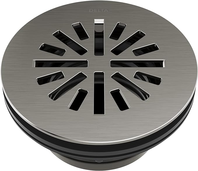 Delta 4 Inch Black Stainless Round Shower Floor Drain with Gasket and Snap-In Drain Gate, Black Stainless DT051411-KS