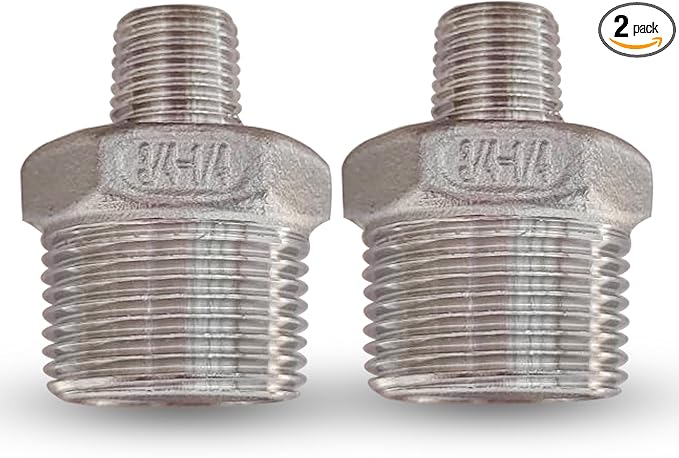 3/4” Male x 1/4" Male NPT Threaded Reducing Nipple Pipe Fitting Adapter, Heavy Duty 304 Stainless Steel Hex Nipple Reducer Straight Connector Pipe Adapter (3/4”-1/4”)