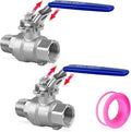 Boltigen 1/2 inch Full Port Ball Valve with Female to Male NPT Thread, 2Pack Heavy Duty Stainless Steel Shut Off Valves with Locking Device & Long Handle, 1000 PSI WOG Water Control Valve Fitting