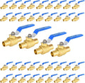 40-Pack Foskan 1 Inch PEX Crimp Full Port Ball Valve with Blue Handle, Brass Quarter Turn Shut-off Valve for PEX Tubing