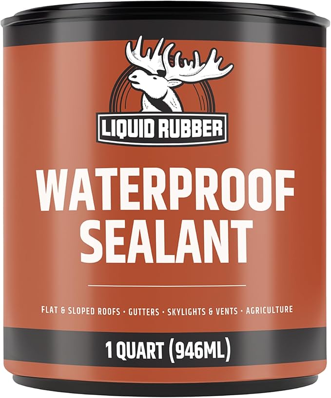 Liquid Rubber Waterproof Sealant – DIY Leak Repair Coating for Flat, Metal & Low Slope Roofs, Foundations, Gutters & More – Flexible Protective Membrane - Black - 1 Quart