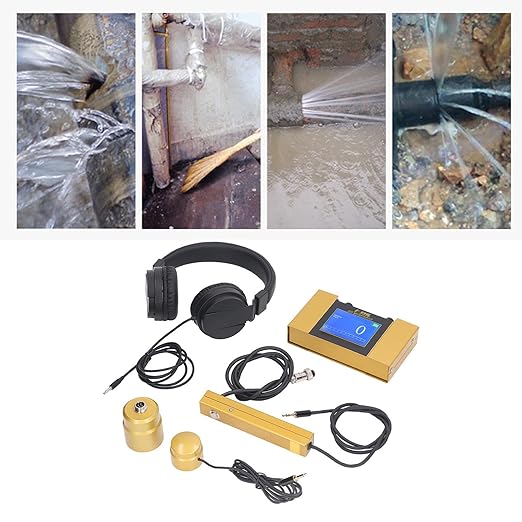 Water Leak Detector, Underground Water Pipe Leakage Monitor with Digital Display & Earphone & Carrying Case for Water Leakage Detection Construction Pipelines (US Plug)