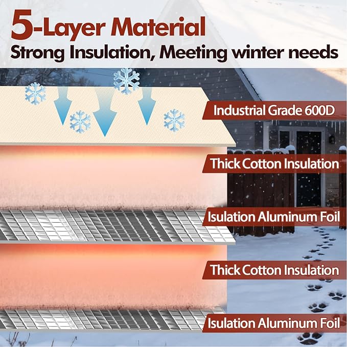 SUNICO Backflow Preventer Insulation Cover (5°F) - 5-Layer Upgrade Insulated Design Sprinkler Covers for Outside,28" W X 36" H, Backflow Insulation Cover for Sprinkler Valve ,Winter Freeze Protection