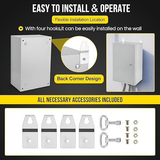 Outdoor Electrical Box, 20x12x10 Steel Junction Box, NEMA 4X Electrical Enclosure Box IP66 Waterproof & Dustproof, Universal Electrical Project Box with Lock & Mounting Plate