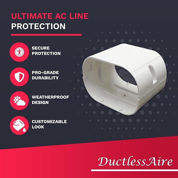DuctlessAire Mini Split Line Set Cover - Lineset Covers for Mini Split Condenser, Central Air Systems, HVAC, Heat Pumps and More - AC Unit Cord Protector - Air Conditioner Accessories (4" Coupler)