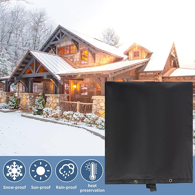 Insulated Backflow Preventer Pouch - Outdoor Pipe Insulation for Winter, Well Pump & Sprinkler Valve Protection (Black 24" W×24" H)