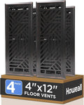 4x12 Inches 4 Pack Heavy Duty Walkable Floor Register Easy Adjust Air Supply Lever Floor Vents - Brooklyn Design - Vent Cover for Home Floor - Oil Rubbed Bronze