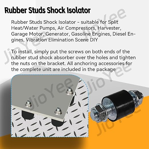 M10 30x25mm Rubber Studs Shock Isolator Mounts Anti-Vibration for Split Heat/Water Pumps, Air Compressors, Harvester, Garage Motor, Generator, Gasoline Engines, Diesel Engines, DIY (4 Pack)