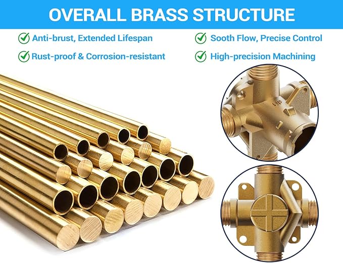 Enhanced 2510-WL Male Thread Compatible with Moen Posi temp Rough-In Mixing Valve with 1222 Pressure Balancing Cartridge,4-Port for Tub Shower Kit Plumbing,1/2 Inch IPS Connection,Heavy Duty Brass