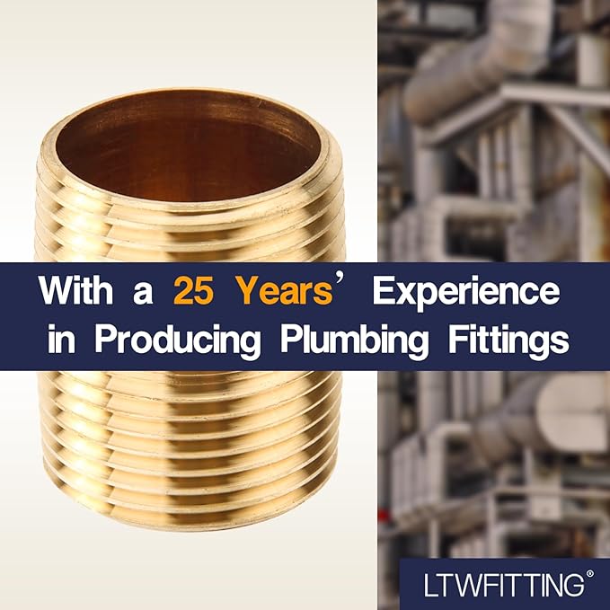 LTWFITTING Assortment Kit (1-Inch - 2-Inch) Close NPT Male Brass Pipe Close Nipple (Pack of 12)