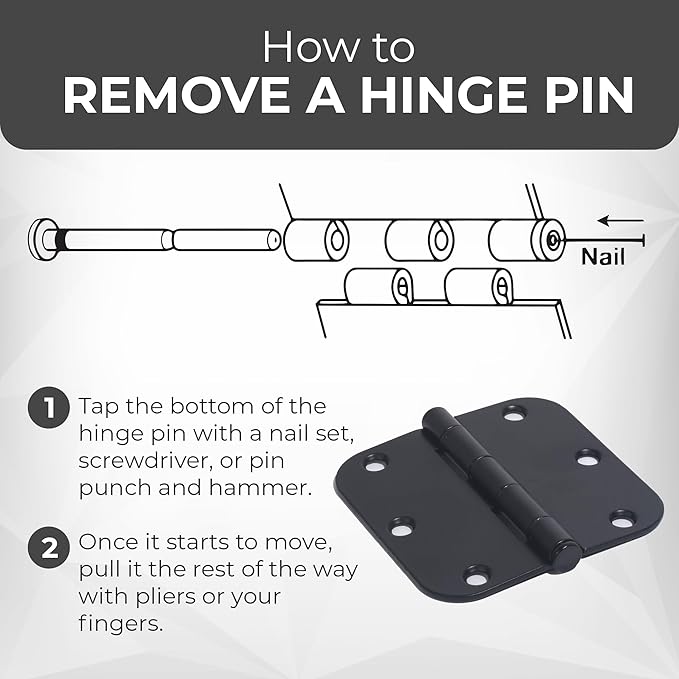 18 Pack Rounded Black Door Hinges Matte 3.5 Inch 5/8" Radius Interior 3 1/2 Inch Flat Iron Bifold Residential Standard Bedroom Interior Exterior and Closets Doors 3 ½"x 3 ½" Heavy Duty Hardware