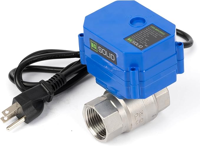 U.S. Solid 1" Motorized Ball Valve with US Plug 110VAC Stainless Steel Electrical Ball Valve,Auto Return, Normally Open