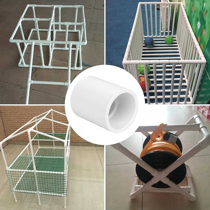 20 Pack 1" PVC Couplings Adapter Pipe Fittings, Furniture Build Grade SCH40 (Socket x Socket) 1 Inch PVC Slip Socket Connectors for DIY PVC Shelf Garden Support Structure, White