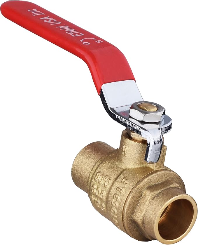 (Pack of 2) EFIELD 1/2" Sweat Brass Full Port Shut-off Ball Valve, 600 WOG (Water, Oil and Gas) Female Sweat Solder Connector SWT x SWT,(VALVE044-2PCS)