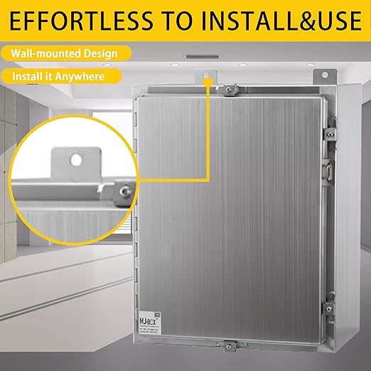 MJ-Box Steel Electrical Enclosure Box 22 x 22 x 8 304 Stainless Steel Explosion Proof Electrical Box IP66 Waterproof & Dustproof Outdoor/Indoor NEMA 4X Stainless Steel Enclosure