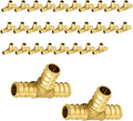 30-Pack PEX Fittings Niikappu 1/2"x1/2"x1/2" Pex Tee, Brass Crimp Pipe Fittings for PEX Pipes, ASTM F1807