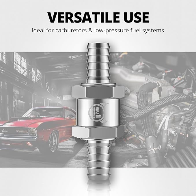EVIL ENERGY 3/8" (10mm) Check Valve, 2 Pcs Aluminum One Way Fuel Check Valve for Gasoline, Diesel & Coolant with Universal Hose Clamps, Silver