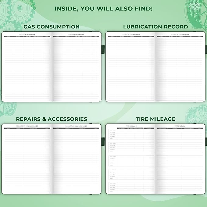 Clever Fox Auto Mileage Log Book – Vehicle Logbook with Mileage, Expense, Gas Consumption & Lubrication Trackers – Driving Logger for Car Records – A5 Size, 1,674 Mileage Entries (Forest Green)