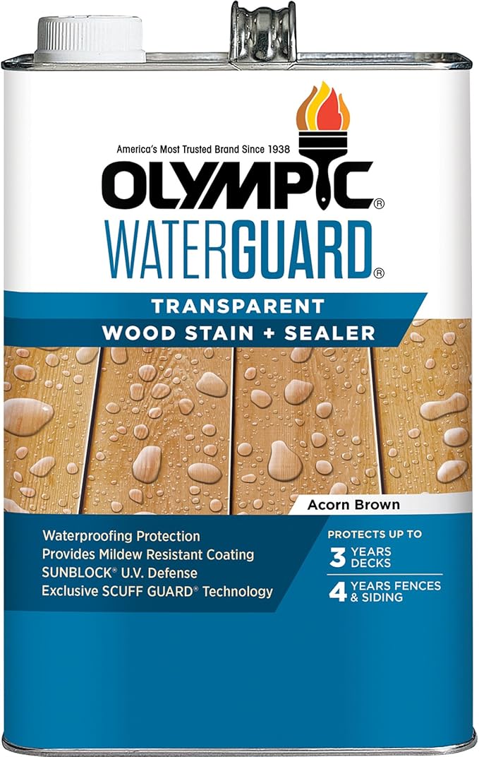 Olympic WaterGuard 1 gal. Acorn Brown Transparent Wood Stain and Sealer