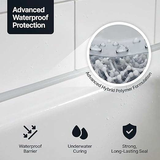 Light Grey Kitchen Bathroom Hybrid Polymer Sealant Adhesive 13.1oz All in One Waterproof Weatherproof Joint Paintable Indoor Outdoor Bath Shower Sink Window Board Door RV Roof Wood Leak - 1 Pack