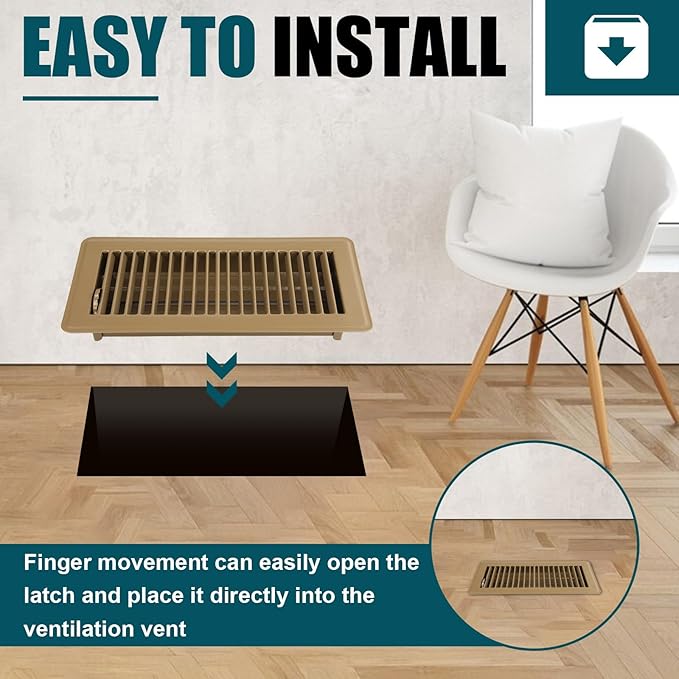 VOISEN 4x10 Floor Register, Brown Floor Vent Covers,Heavy Duty Steel Walkable Floor Vents,Vent Covers for Home Floor