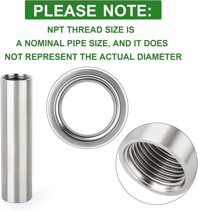TAISHER 2PCS Stainless Steel Pipe Fittings, 1/4" NPT x 1/4" NPT Female Threaded, 4" Length Nipple Cast Pipe