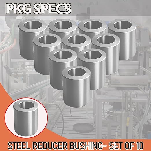 Stainless Steel Reducer Bushing, Screw Standoff Metal Spacer 1/2" to 1/4" Steel Reducer Standoff Bushing Adapters for 1/4"&M6 Screws Bolts and Rods, Round Metal Stainless Steel Spacer Set of 10