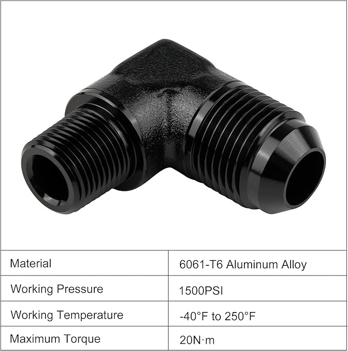 EVIL ENERGY 10AN to 3/8" NPT Male 90 Degree Fitting Adapter Aluminum
