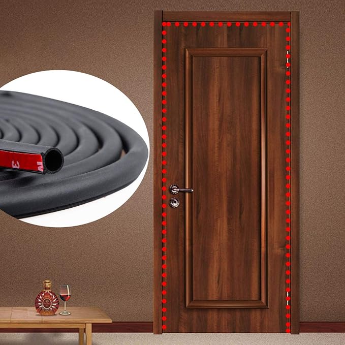 19.7 Feet Long Weather Stripping Seal Strip for Doors/Windows, Self-Adhesive Backing Seals Large Gap (from 5/16 inch to 11/20 inch) Seal Strip