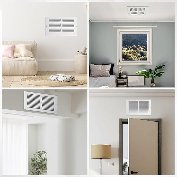 VOISEN Return Air Grille,Fits 10x6 Duct Opening,Steel Return Vent Cover, White Vent Cover Grill for Sidewall and Ceiling,HAVC Cold Air Return Vent Cover,Overall Size:11.8" W X 7.9" H