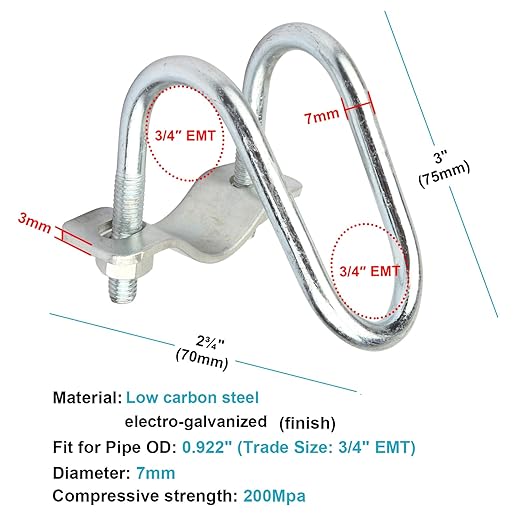 20 PCS Cross-Connector Vertical Pipe Clamp for 3/4" EMT Electrical Conduit Pipe(OD 0.922"), Also Fits 1" Round Tube, Crossover Clamp for Greenhouse, Fence