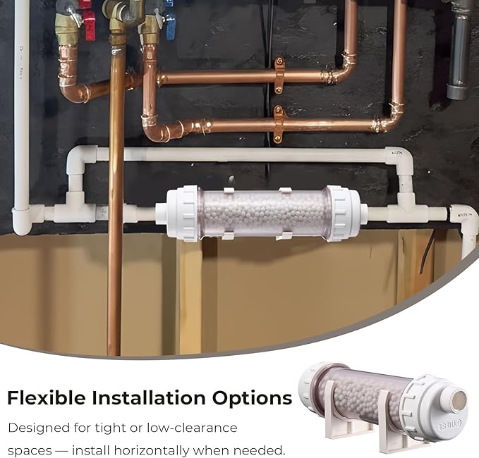 Lounsweer Condensate Neutralizer Kit with 925g Ceramic Balls, Transparent Tube with Complete Fittings, Wall-Mount Clamps, PVC Tubing & PTFE Tape, etc. for HVAC Furnace and Boiler, Replaceable Media