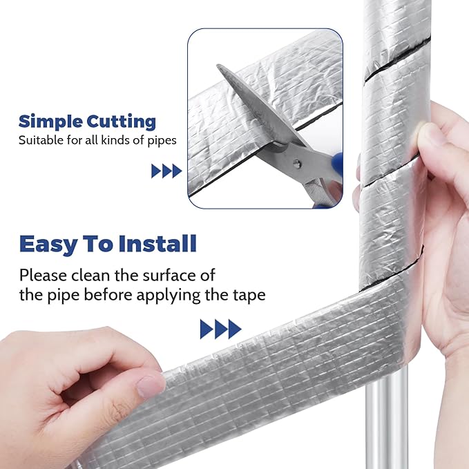 DGSL Pipe Insulation Wrap, 2" Wide X 99 Ft (3 Roll) Pipe Insulation Foam Tube, Self-Adhesive AC Line Insulation for Winter Freeze Protection