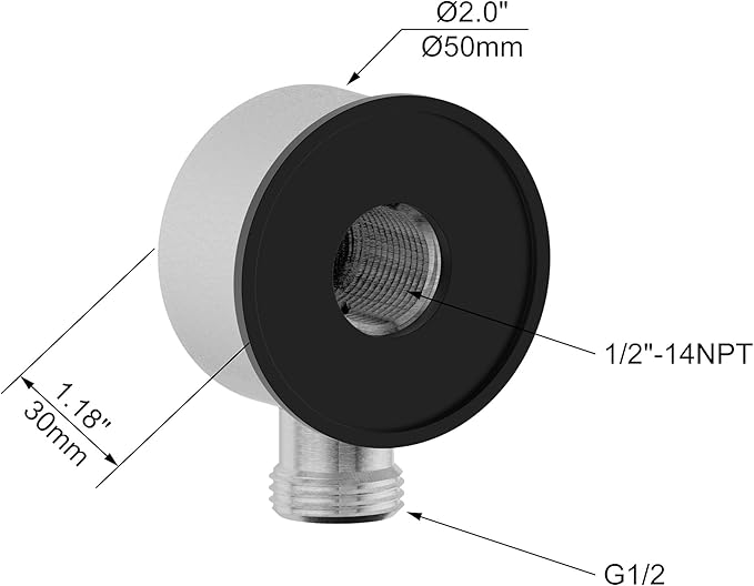 SA-0045-BN Round Handheld Shower Wall Supply Elbow, Wall-Mount Hose Connector, without Shower Head and Hose,Brushed Nickel Finished