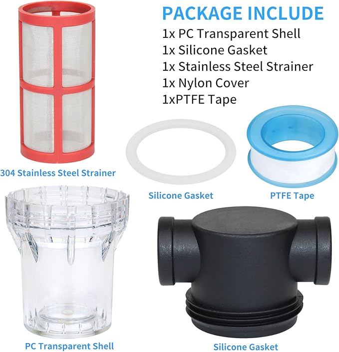 3/4" Female NPT in-Line Strainer, Garden Hose Sediment Filter Attachment, with 200 Mesh Stainless Steel Screen
