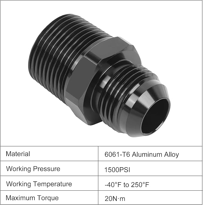 EVIL ENERGY 10AN Male Flare to 3/4" NPT Pipe Fitting Adapter Straight Aluminum Black