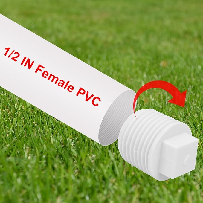 20Pack 1/2 Inch PVC Male Threaded Pipe End Cap SCH40 1/2" PVC NPT Male Cleanout End Cap Plug Adaptor for Plumbing Water Line
