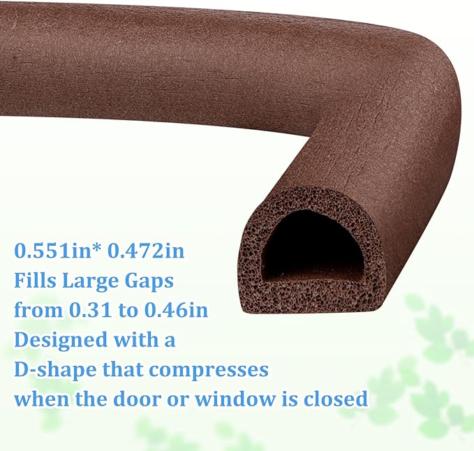 19.7Feet Rubber Weather Stripping Door Seal, Self-Adhesive Seals for Door Window Gap, Soundproofing, Insulation Strip, Door Sealers for Door Frame (Brown)