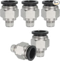 MECCANIXITY 5 Pcs NPT Push to Connect Air Fittings, Male Straight 1/2" Tube OD x 1/8" NPT Thread Air Quick Connector Coupling Adapter for Gas Hose Pneumatic Tools, Black