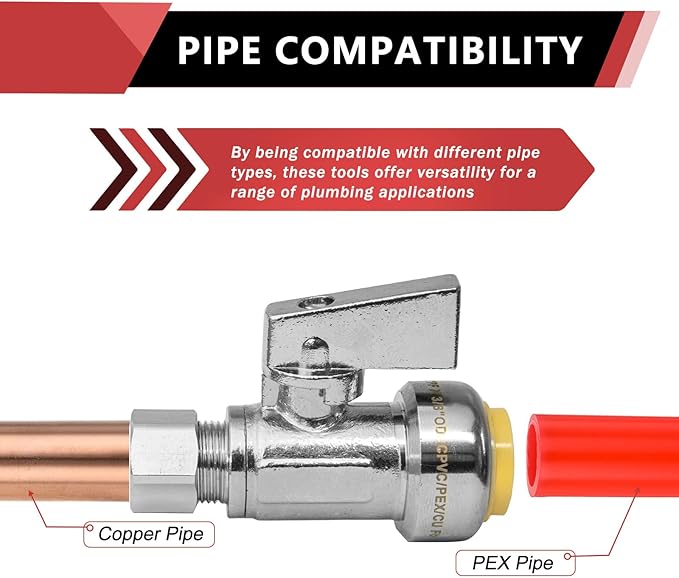 (Pack of 5) EFIELD Push Fit 1/4 Turn Straight Stop Valve Water Shut Off 1/2 Push x 3/8 Inch Compression With Disconnect Clip, Chrome Plated,(PF-UNI001-5PCS)