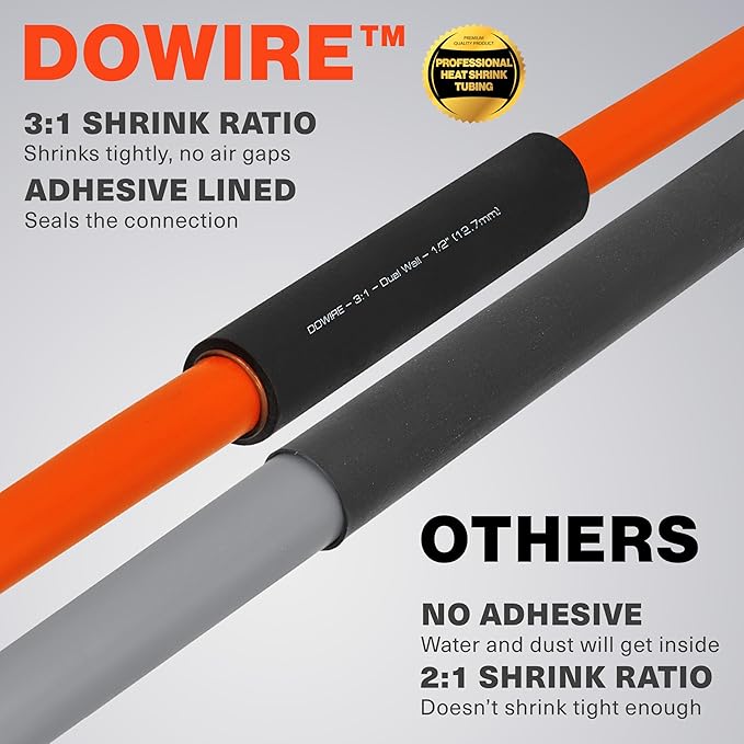Heat Shrink Tubing Kit - 3:1 Ratio - Adhesive Lined - Wire Shrink Wrap Tubing - Waterproof Marine Grade Shrink Tube - 200 PCS - Black, Red