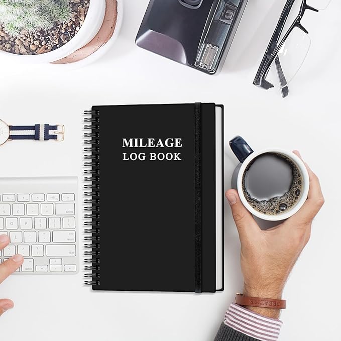 Mileage Log Book - Vehicle Maintenance Log Book, Mileage Log Book for Business, Track Mileage, Expenses, Gas Consumption, Lubrication, Repairs & Accessories, 5.8" x 8.3",Black