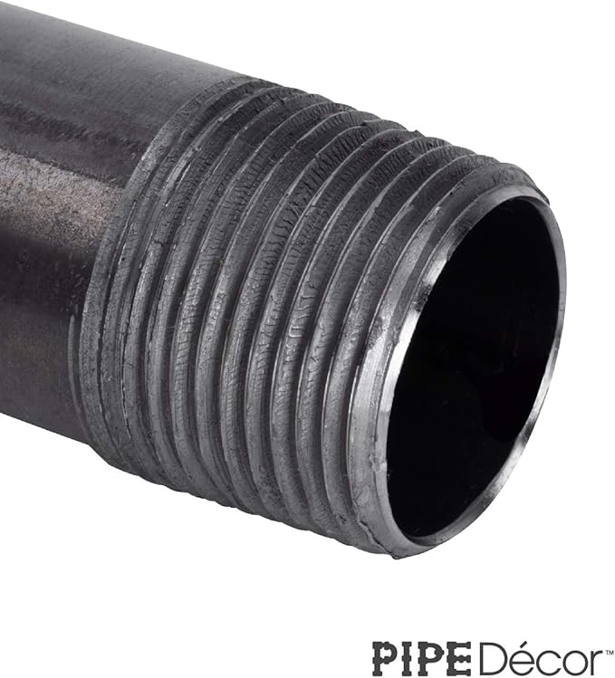 PIPE DECOR 1" x 4" Black Steel Plumbing Pipe, 6-Pack, Pre Cut Connector, Industrial Steel Grey Fits Standard One Inch Threaded Black Malleable Iron Fittings, Build Vintage DIY Furniture