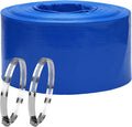 Lay-Flat Pool Backwash Hose - 4" x 100Ft Reinforced Heavy Duty PVC Discharge Hose Weather-Proof Vinyl Pool Drain Hose for Water Transfer with 2 clamps